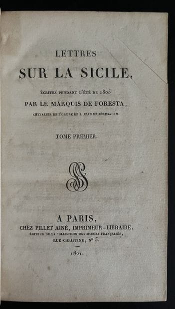 FORESTA (Marie-Joseph). Lettres sur la Sicile,...