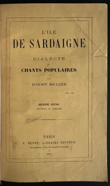 BOULLIER (Auguste). L’île de Sardaigne. Dialecte...