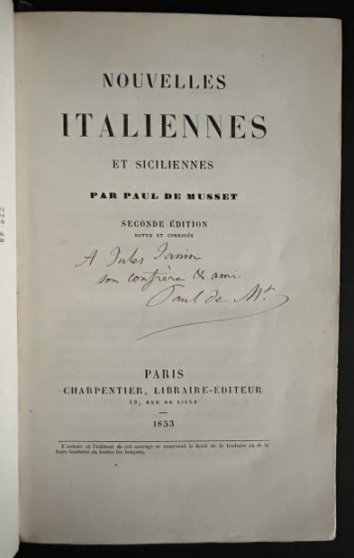 MUSSET (Paul de). Nouvelles italiennes et...