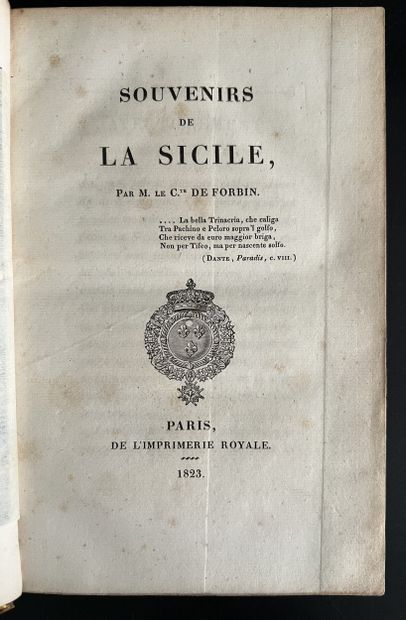 FORBIN (Auguste de). Souvenirs de la Sicile....