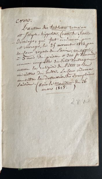 SANTO-DOMINGO (Joseph-Hippolyte de). Tablettes...
