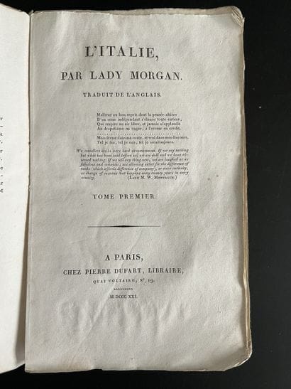 MORGAN (Lady Sydney). L’Italie. A Paris,...