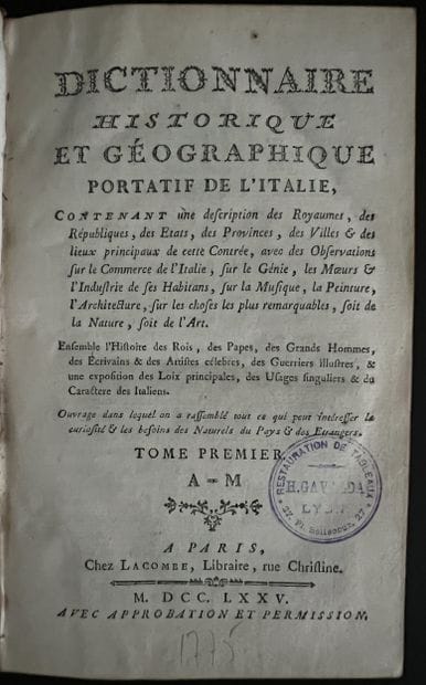 DICTIONNAIRE historique et géographique portatif...