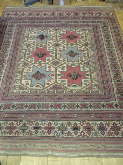 Original SOUMAK TURKMEN ancien tissé au crochet,...