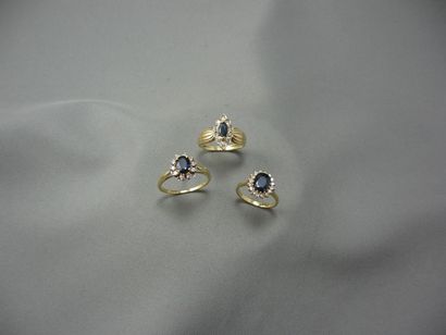 Ensemble de 3 Bagues
en or, ornées de diamants...