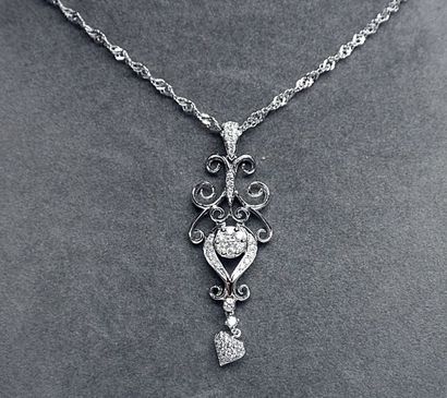 Pendentif or blanc de style ancien serti...