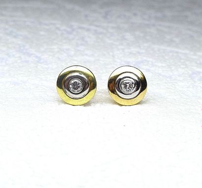 Paire de clous d'oreilles bicolores de forme...