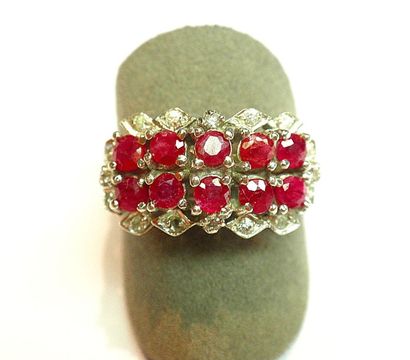 Bague argent rectangulaire, 2 rangées de...