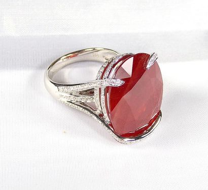 Bague or blanc anneaux stylisés joaillerie...