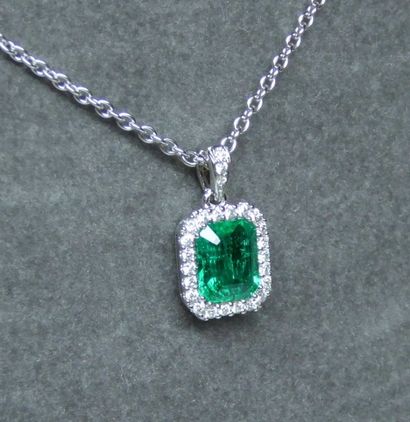 Pendentif or blanc sur sa chaîne soutenant...
