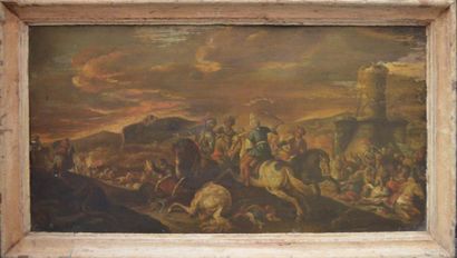Ecole ITALIENNE, Scène de Bataille, huile...