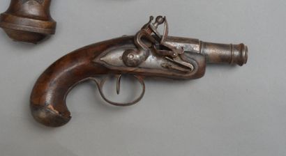 Pistolet de voyage à silex, platine à corps...