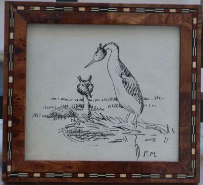 Paul MARCUEYZ (XIXème-Xxème), Couple de harles,...
