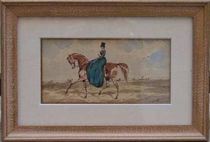 Jonny AUDY (XIX ème), L'Amazone, Fine aquarelle...