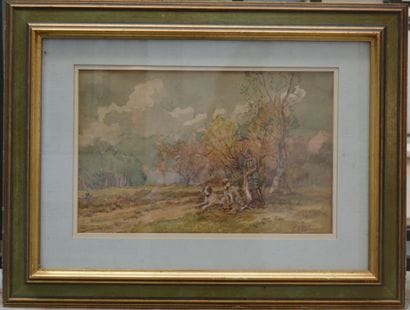 Joël LE BLANC, Chasseur et ses deux chiens,...
