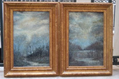 GIRAUD (XIX-XX ème), Paysages, paire d'huiles...