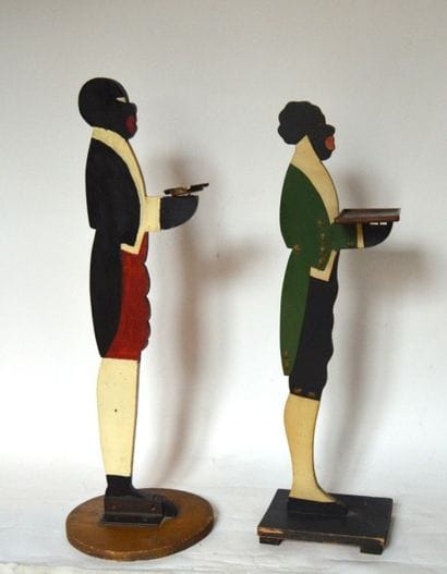 Paire de SERVITEURS muets en bois peint figurant...