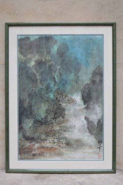 Suiveur de ZHANG DAQIAN, Paysage, aquarelle...