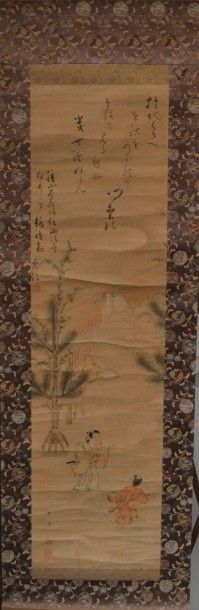 Kakeimono encre et couleur sur papier, les...