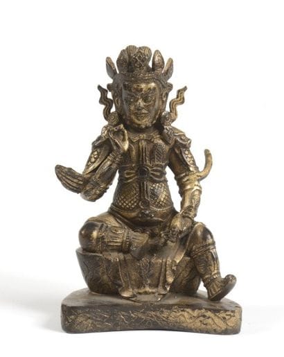 Bodhisattva assis sur un coussin, bronze...