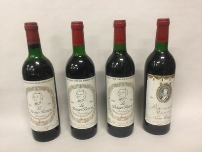 Lot bordeaux : 3 bouteilles Le Berger Baron,...