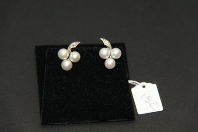 Paire de clips d'oreilles en or gris 18K...