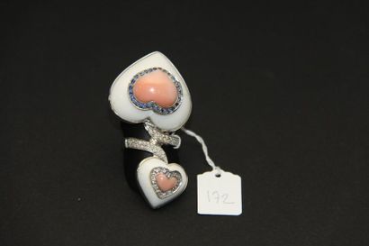 Bague croisée en or gris 18K (750/oo) ornée...