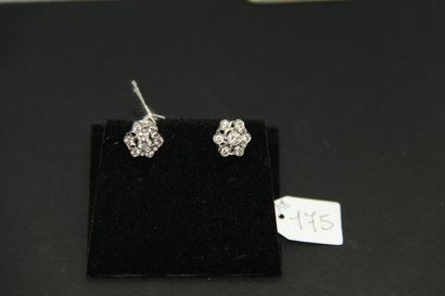 Paire de boutons d'oreilles en or gris 18K...