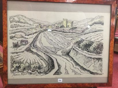 Ge. ROZET, paysage, encre de chine rehaussée,...