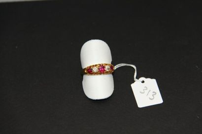 Bague jarretière ancienne en or jaune 18K...