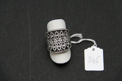 Bague jonc en argent (925/oo) rhodié noir...