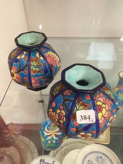 Longwy, 2 vases octogonaux, D5670 (petit...