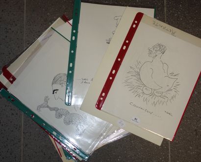 81- Suite de dessins originaux (caricatures)...