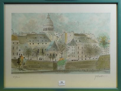 21- J. HANOTEAU ''Les quais de Paris'' Lithographie...