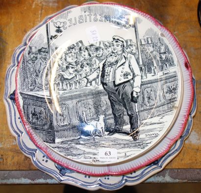63- Lot de 9 assiettes dont 6 assiettes à...