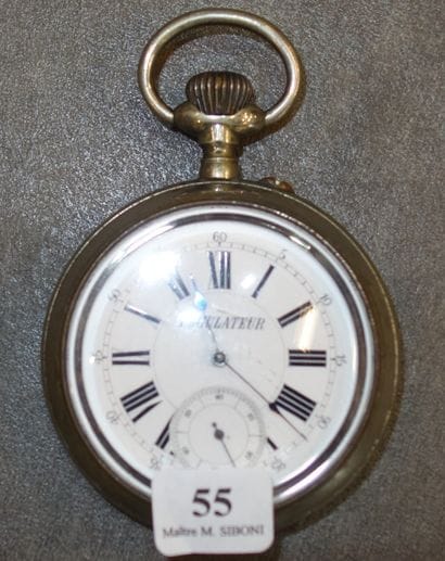 55- Montre régulateur en acier Cadran émaillé...