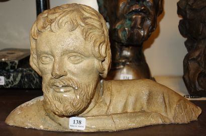 138- ''Saint Homme'' Buste en plâtre (accidents)...