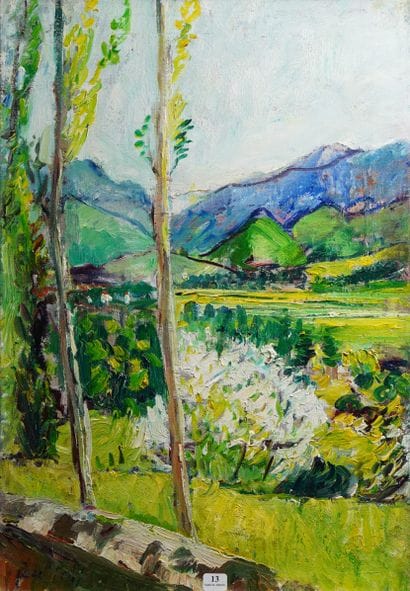 13- ''Paysage de montagne'' Huile sur toile...