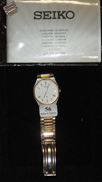 56- SEIKO Montre à quartz en acier avec sa...