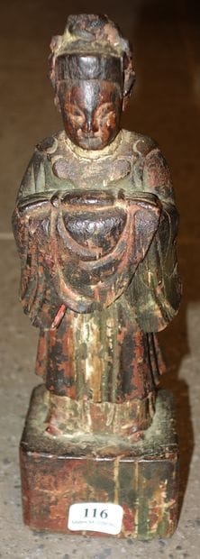 116- Sculpture en bois polychrome CHINE (?)...