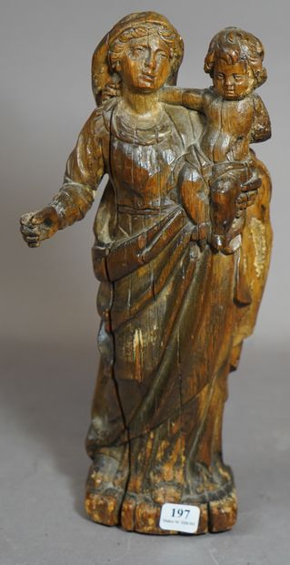 197- Vierge à l'Enfant en bois sculpté XVIIIème...