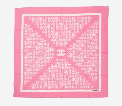 CHANEL - Pink cotton voile square printed...
