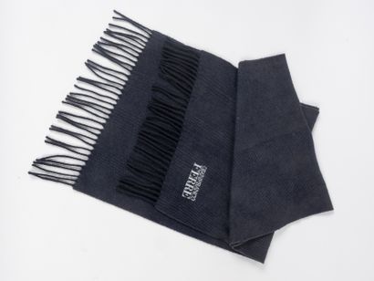 Gianfranco FERRE - Fringed navy wool sca...