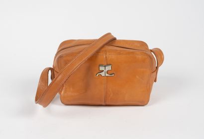 COURREGES - Sac 21cm en cuir gold, fermeture...