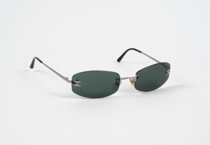 CHANEL - Pair of silver-plated sunglasses,...