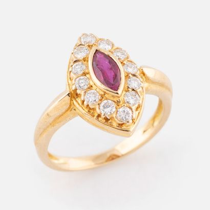 57- Marquise ring in yellow gold set with...