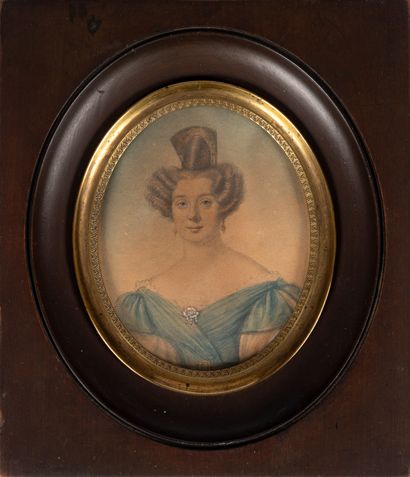 361- ''Jeune femme'' Oval miniature (engraving)....