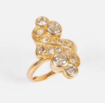 150- Marquise ring in yellow gold set with...