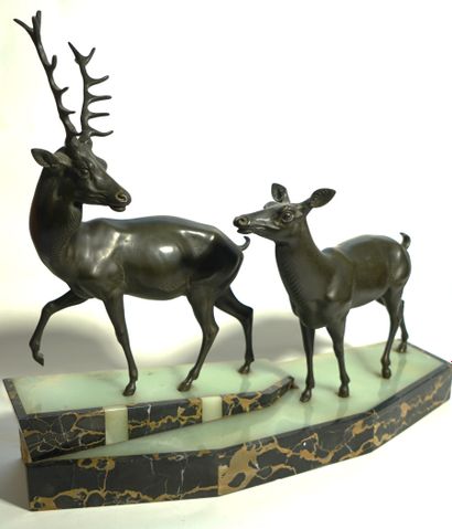 387- Prosper LECOURTIER ''Stag and doe''....