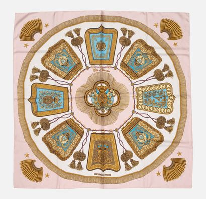 199- HERMES Printed silk square titled ''Poste...
